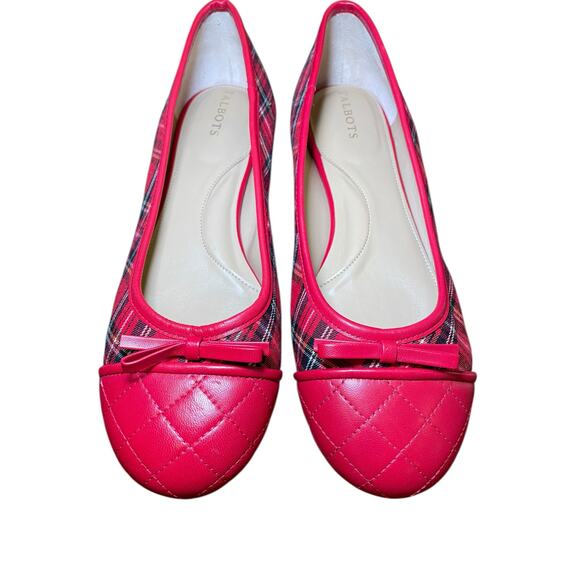 EUC Talbots Women 10 Blair Cap Toe Ballet Flats Tartan Plaid Christmas Plaid - Picture 5 of 15